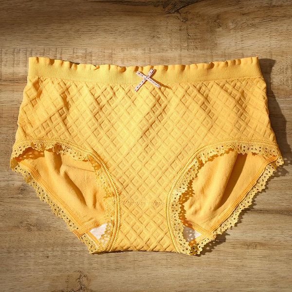 

new style pure cotton women's panties cozy japanese seamless underpants mid waist underwear large size antibacterial girl briefs, Black;pink