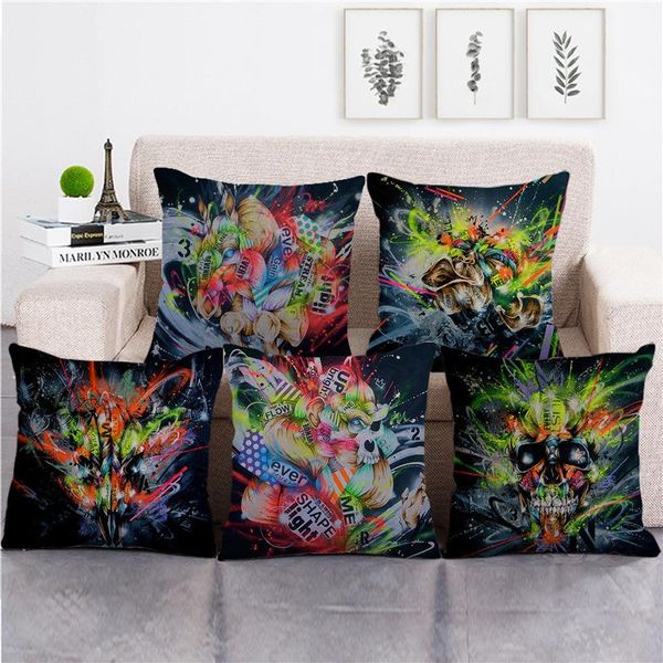

cushion/decorative pillow death rock cushion cover abstract art oil painting linen throw case covers decorative