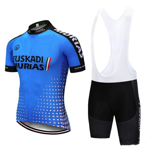 

racing sets euskadi team summer short-sleeved ciclismo masculino jersey with pants set bike breathable mtb shirt cycling clothing 3 pockets, Black;blue