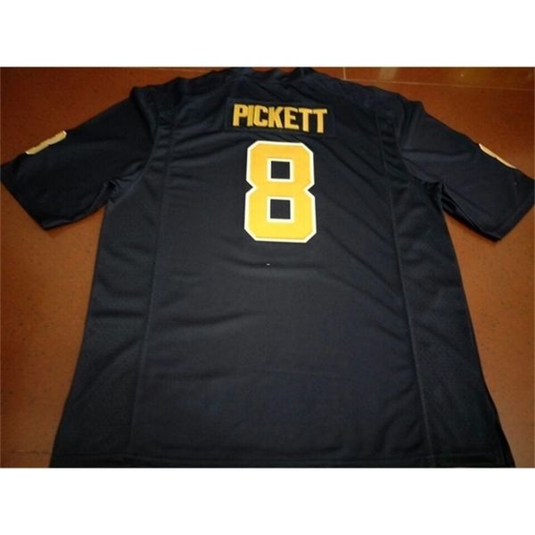 

668 new pitt kenny pickett #8 real full embroidery college jersey size s-4xl or custom any name or number jersey, Black