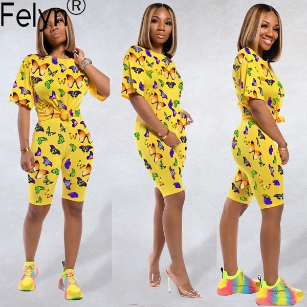 

2-piece internet combo set, butterfly print crew neck, nightclub haircut, summer 2021, bb3977 93xn, Black;white