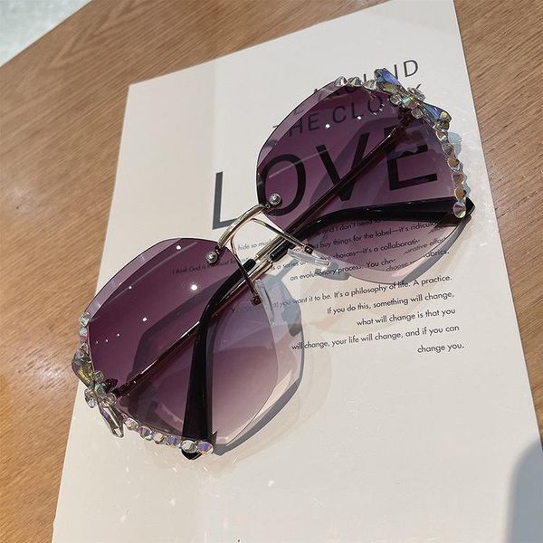 

sunglasses ultraviolet protection for women square frameless studded goggles europe and america 2021 fashion, White;black