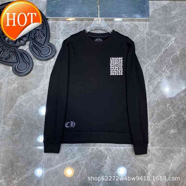 

fashion designer luxury hoodie autumn and winter ch crowe round neck sweater men's loose casual cross sanskrit printing tide brand, Black