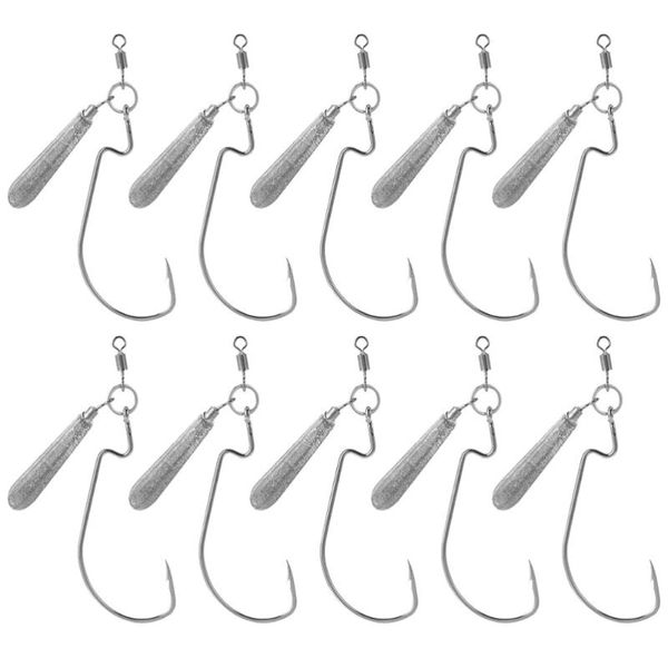 

10pcs circle hooks saltwater fishing hook fishing hooks with lead weight(silver)
