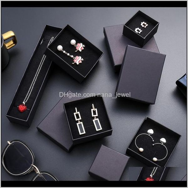 

jewellry necklace ring and earring box, black gift boxes, kraft paper with sponge , shipping and ocoy0 0jnwo, Black;white