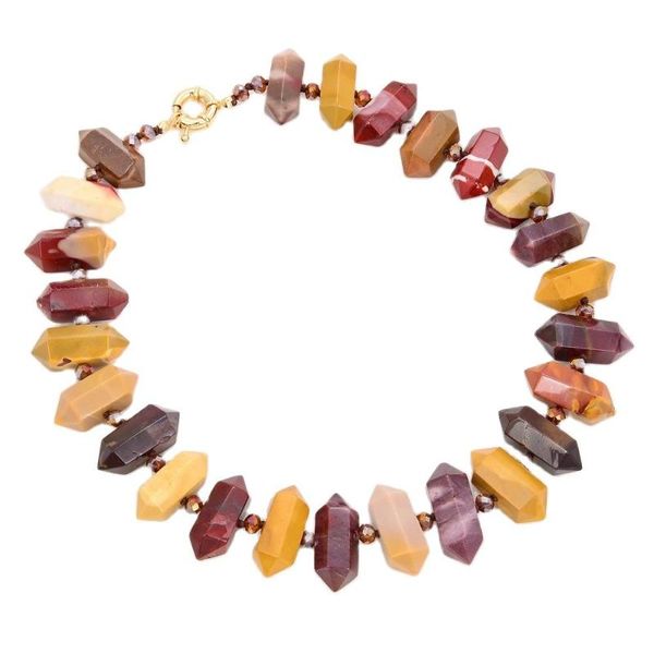 

pendant necklaces jk natural multi color mookaite double terminated pointed necklace handmade for women, Silver