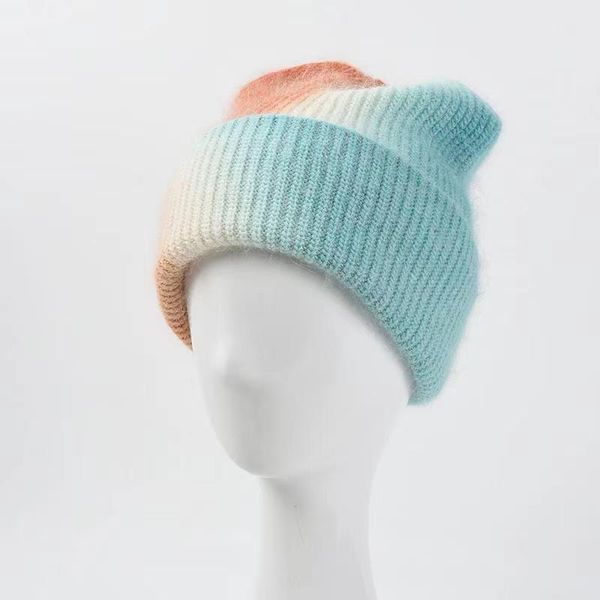 

beanie/skull caps winter fashion tie-dye beanies beanie female knitted warm hat women real man hedging cap harajuku bonnet, Blue;gray