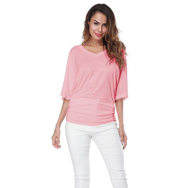 

women's large tees female loose fly mouse v-neck short mouw t-shirt top, White