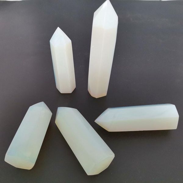 

decorative objects & figurines natural crystal opal quartz point healing stone hexagonal prisms 80-90mm obelisk wand treatment diy gift 1pc