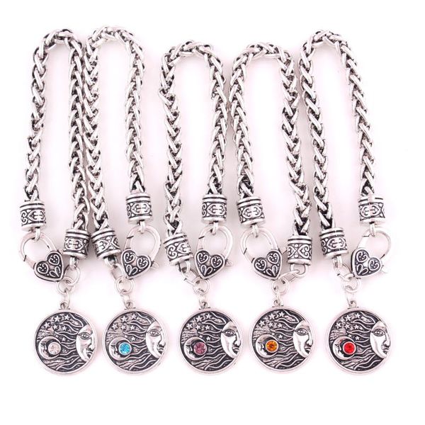 

charm bracelets jewelry trends antique silver with crystal celestial moon stars wheat bracelet, Golden;silver