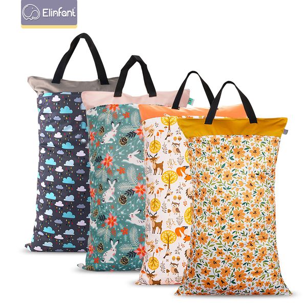 

elinfant 1 pcs large hanging wet/dry pail bag for cloth diaper,inserts,nappy, laundry with two zippered waterproof diaper bag 210312