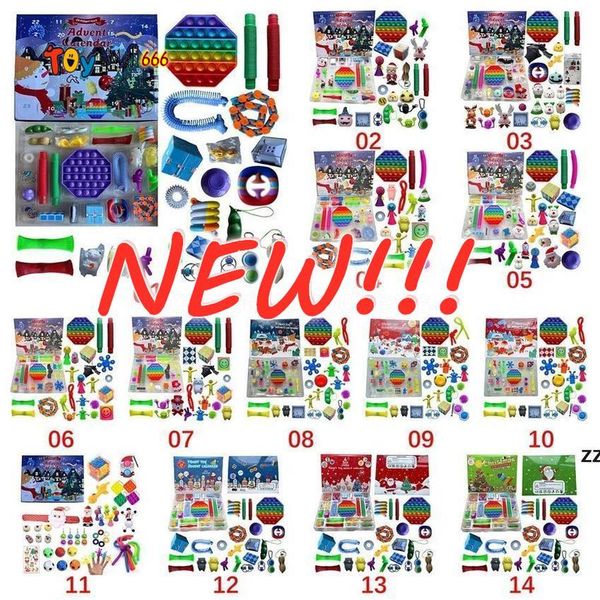

christmas fidget toy advent calendar set december 24 days push bubble 24pcs/set silicone stress reliever sensory toy tiktok
