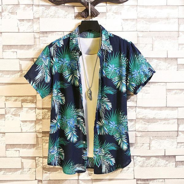 

men's casual shirts fashion flower design short sleeve hawaiian blouse 2021 summer clothing plus asian size 5xl 6xl, White;black