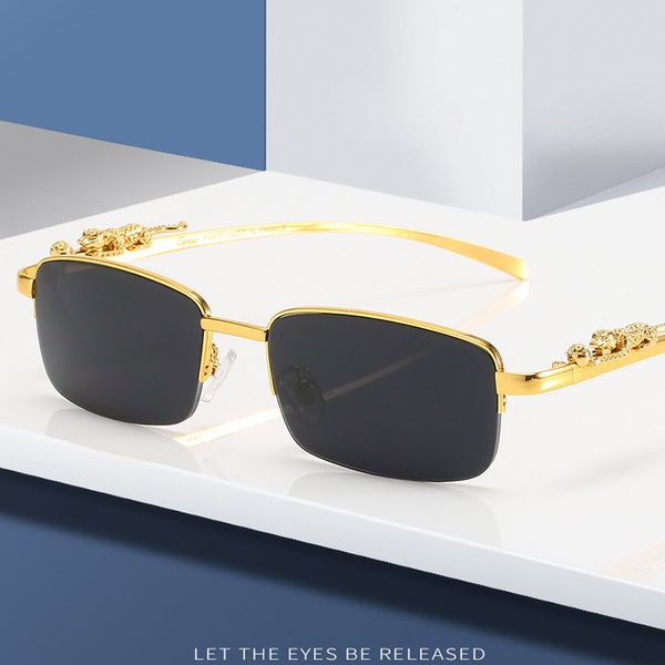 

design sunglasses 2021 new stereo leopard head half frame men's trend small box women's fashion, White;black