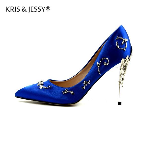 

dress shoes metal leaves decoration satin cloth 9cm high heels women party, Black