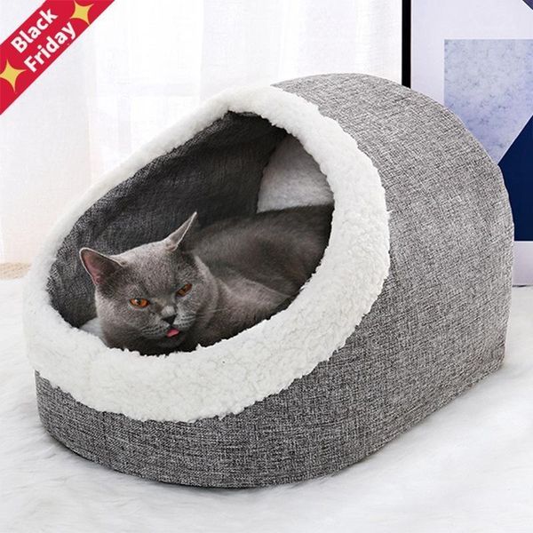 

cat beds & furniture winter washable pet bed warm cave wool basket with cushion pillow for dog cats in supplies1