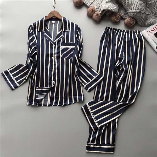 

lisacmvpnel fashion women vertical stripe rayon pajama set loose leisure spring pajamas 211103, Black;red