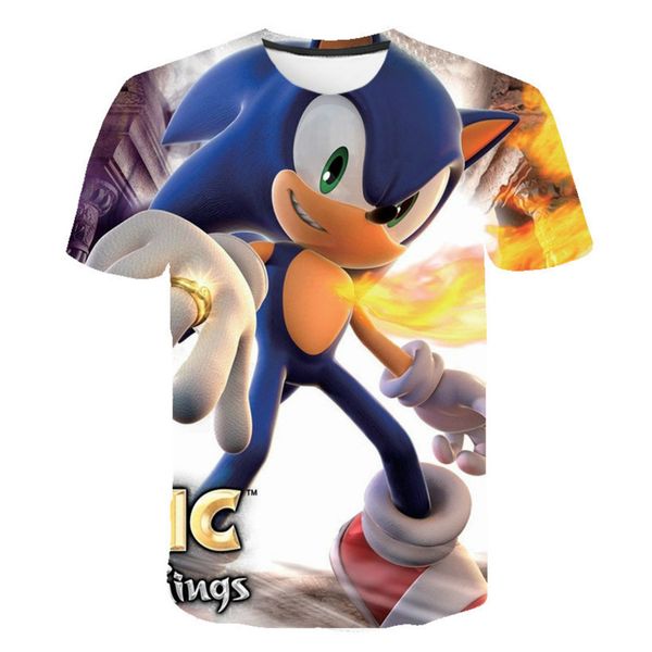 

sonic fashion 3d printed t-shirt boys and girls personalized animation t-shirt children cartoon short sleeve casual t-shirt, Blue