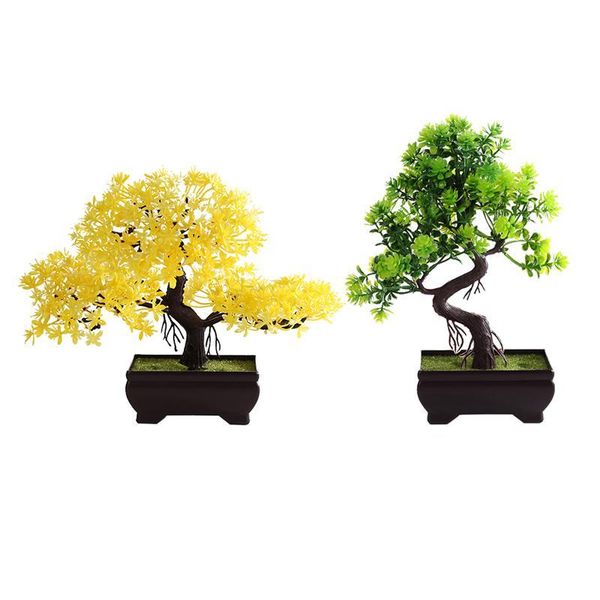 

2pcs simulation plant decor artificial bonsai fake potted plant (mixed color)