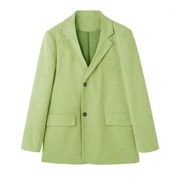 

women's suits & blazers [ewq] korea chic simple trend women suit collar two buttons fashion loose green long-sleeved blazer autumn 2021, White;black