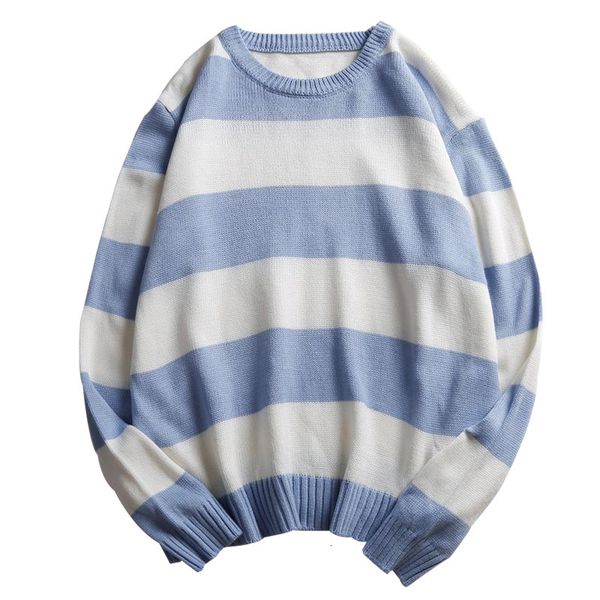 

2021 new oversized mens sweaters striped fashion autumn knitted sweater for man full sleeve knit pullove men clothing aky1, White;black