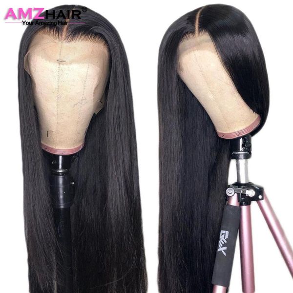 

lace wigs 180% 13x4 hd frontal wig brazilian straight front human hair for women 28 30 inch transparent closure, Black;brown