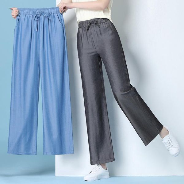 

women's pants & capris 2021 spring autumn female solid wide leg women ankle length ladies simple casual straight 4xl, Black;white