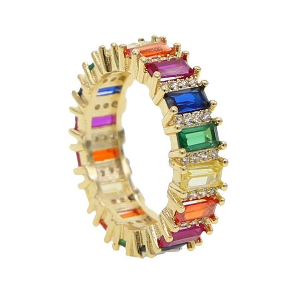 

wedding rings 2021 arrived delicate engagement rainbow thin baguette cz trapezoid for women fashion finger jewelry accessories band, Slivery;golden