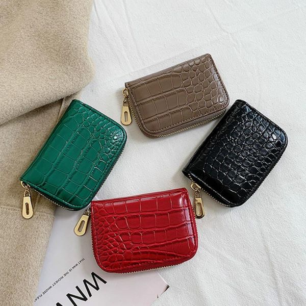 

card holders business holder women pu leather black/brown/green/red wallet bag men zipper credit/id/bank case, Brown;gray