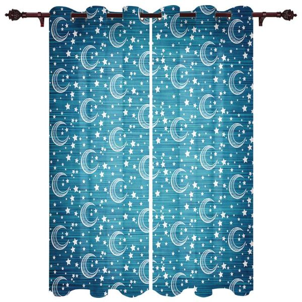 

translucent curtains moon stars blue living room closet kitchen bedroom home decoration exquisite window curtains