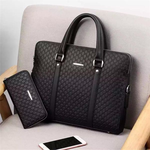 

briefcases double layers men's leather business briefcase casual man shoulder bag messenger male lap handbags men travel bags