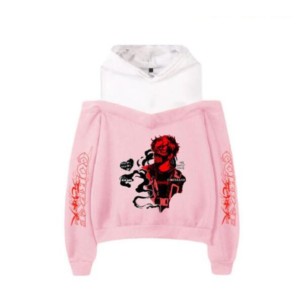 

women's hoodies & sweatshirts corpse husband merch off shoulder women fashion hooded sweatshirt 2021 streetwear clothes, Black