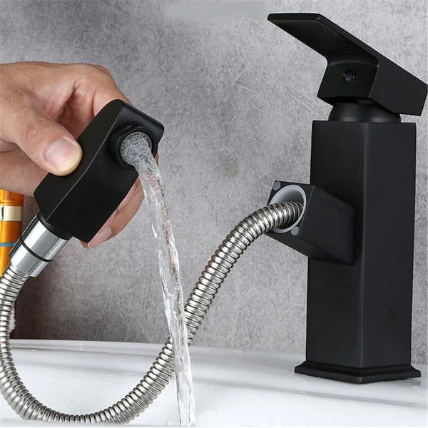 

bathroom kitchen basin faucet 304 stainless steel pull out spray sink tap