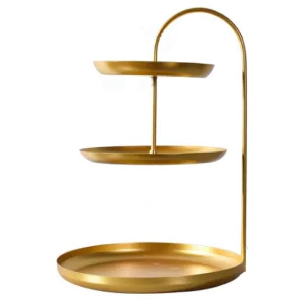 

kitchen storage & organization nordic three layer tray gold cosmetics fruit plate jewelry earrings display stand finishing racks