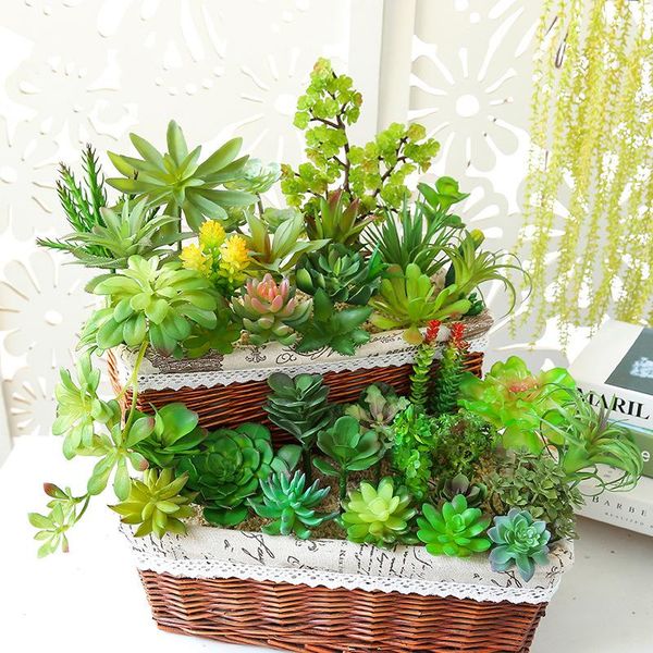 

decorative flowers & wreaths 1pc green flocking artificial succulents plants home garden decoration flower arrangement bathroom accessories