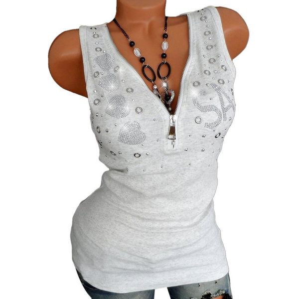 

womens casual blouse plus size shirt drill zipper sleeveless vest blouse pullover shirts blusas mujer de moda 25, White