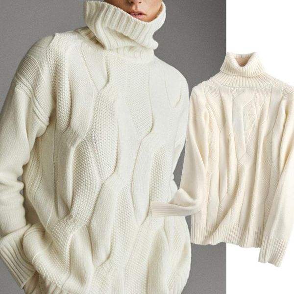 

women's sweaters maxdutti winter women england office lady fashion pullovers vintage twisted flower loose turtleneck, White;black