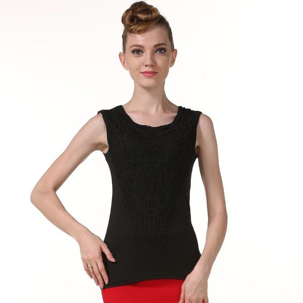 

fashion new lace splicing stretch sleeveless lace blouse shirts plus s-3xl womens clothing, White