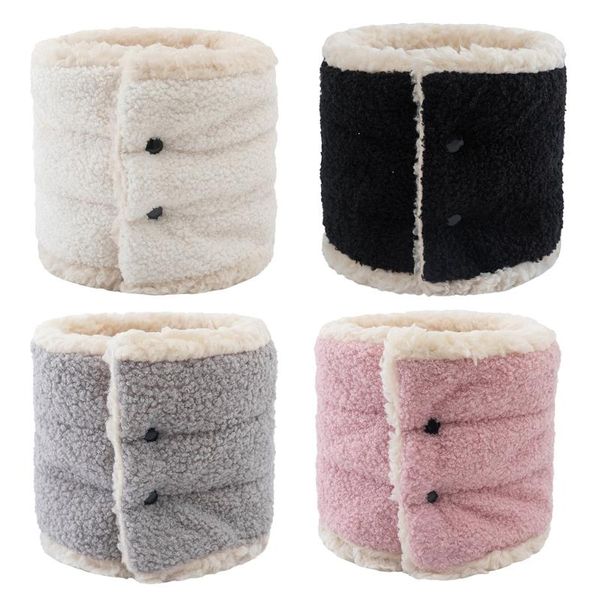 

scarves women men winter plush lined neck warmer with snap buttons solid color windproof thermal infinity circle collar scarf, Blue;gray