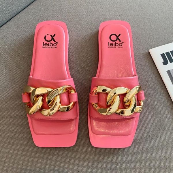 

slippers square toe shoes ladies' slipers women low loafers 2021 rubber summer soft rome pu basic hoof heels slides casual fabri, Black