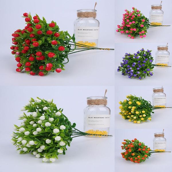 

23cm 5forks artificial flower milan grass fake green plants pot diy room home wedding decorations