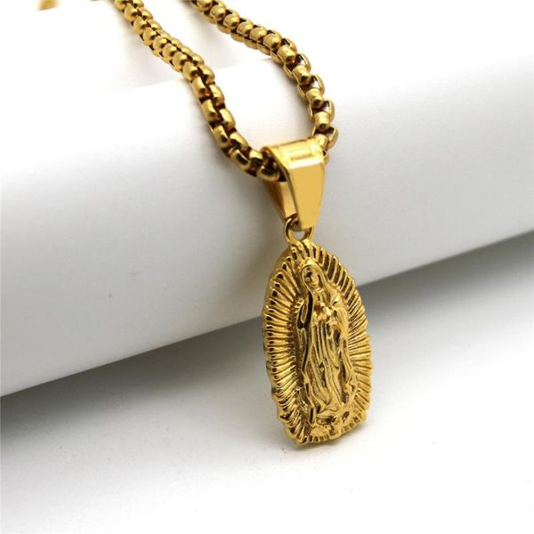 

chains stainless steel virgin mary gold necklaces pendants for women 2021 color madonna necklace religious christian jewelry, Silver