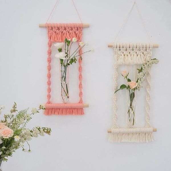 

tapestries macrame tapestry dried flower potted plant rack net wall hanging hand-woven home children's room decoration ornament