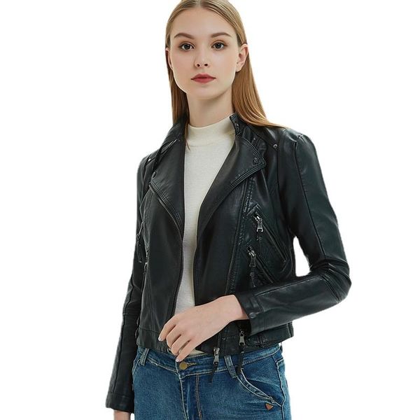 

women's jackets european and american spring autumn jacket leather pu locomotive short slim small coat, Black;brown