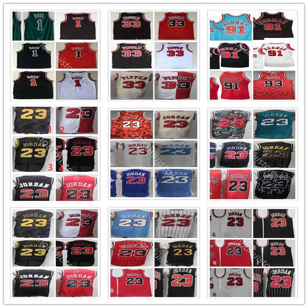 Basketballtrikot Herren 23 Retro Michael 1 Derrick 33 Scottie Rose Pippen Mesh Retro Dennis 91 Rodman Genähte Hemdshorts