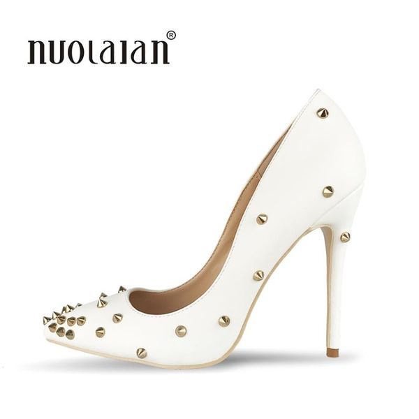 

dress shoes stilettos womens high heels 12cm rivets pumps women pointed toe wedding for woman, Black