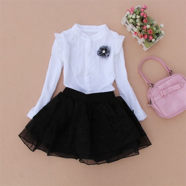 Menina escola camisas crianças blusa algodão tudo macthing roupa fundo branco casual escola adolescente blusas grandes meninas roupas 210306