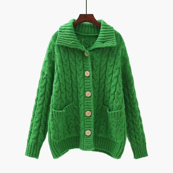 

twist sweater coat women's winter thickened 2021 new korean loose lazy wind lapel knitted cardigan, White;black
