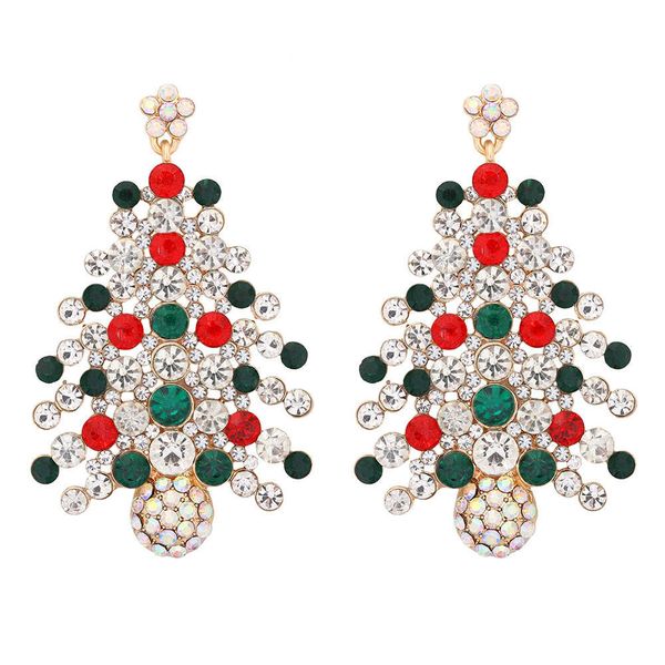 

nordic style autumn and winter diamond set christmas tree temperament personality women fashion versatile earr, Silver