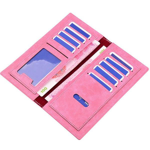 

wallets 2021 wallet women vintage fashion quality long leather brand purse female money bag bifold coin pocket card holder, Red;black